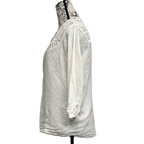 Lucky Brand Vtg Y2k Swiss Dot Crochet Blouse Boho Peasent Ethereal Beach Coastal - Picture 3 of 11